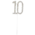 Number 10 Diamante Wedding Party Cake Topper Pick 4 x 2.5 Inch