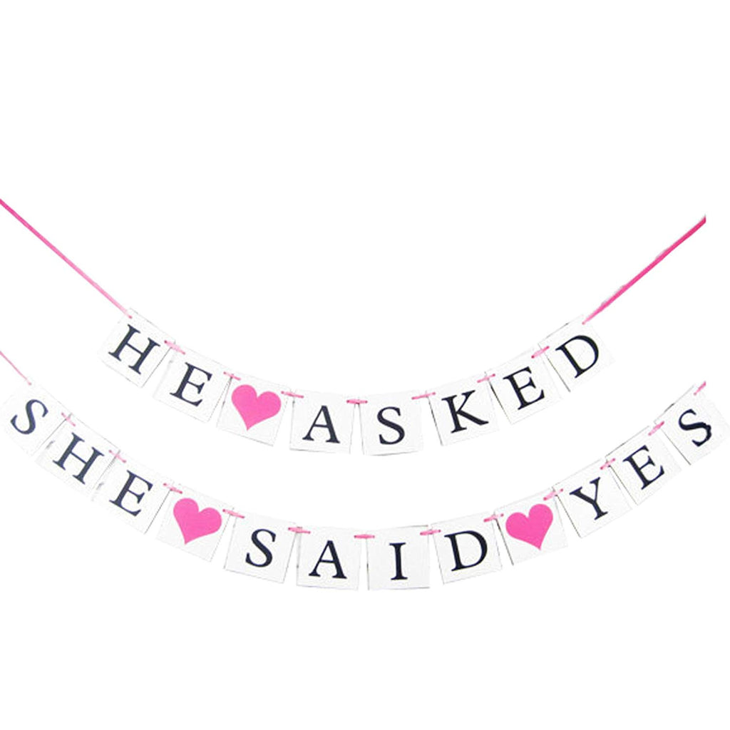 He Asked She Said Yes Bunting Banner for Engagement Wedding Parties 12.5x12.5cm