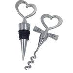 Wedding Heart Shape Wine Bottle Stopper and Corkscrew Favor Gift