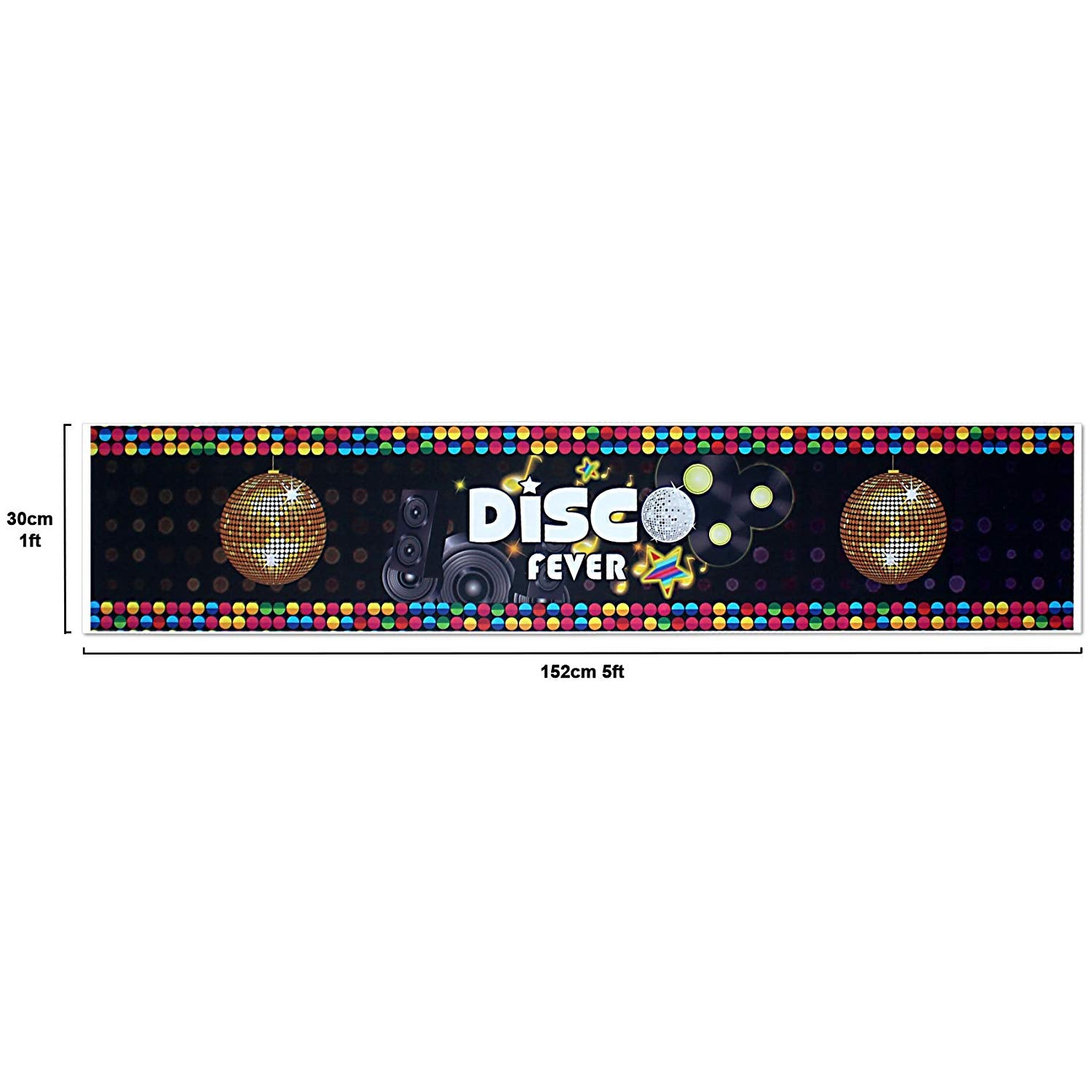 Disco Party Table Runner Hanging Banner Scene Setters Rectangle 60x12inch