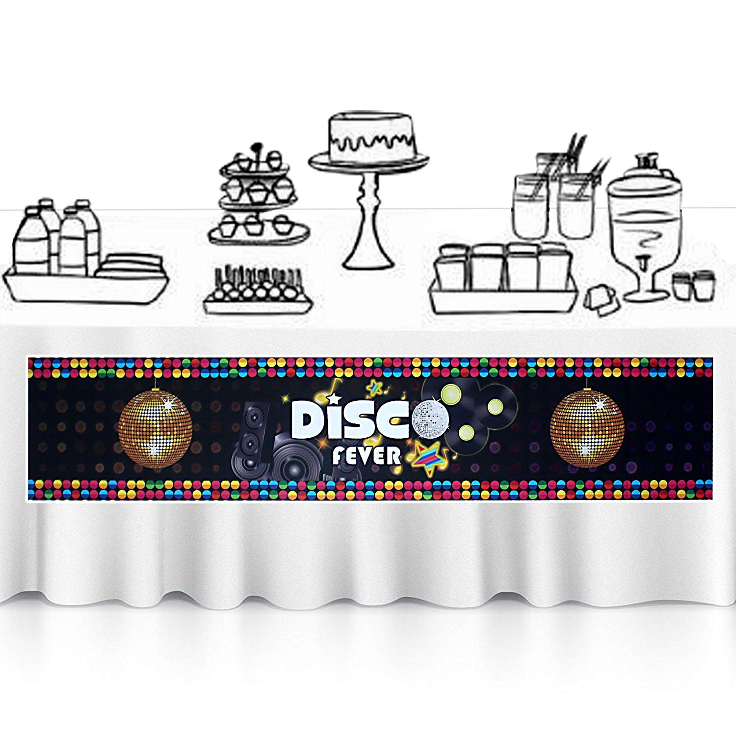 Disco Party Table Runner Hanging Banner Scene Setters Rectangle 60x12inch