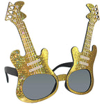 Eletronic Guitar Party Costume Sunglasses Fun Shades Gold