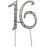 Large Number 16 Diamante Aniversary Wedding Party Cake Topper Pick-8-inch
