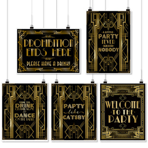 Roaring 20's Poster Photo Booth Props Sign 16x12 5-Pack