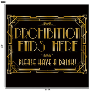 Roaring 1920s Gatsby Prohibition Ends Here Backdrop Photography Background  Photo Booth Props 10x10feet
