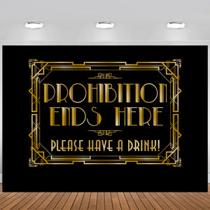 Roaring 1920s Gatsby Prohibition Ends Here Backdrop Photography Background Photo Booth Props 5x7 feet