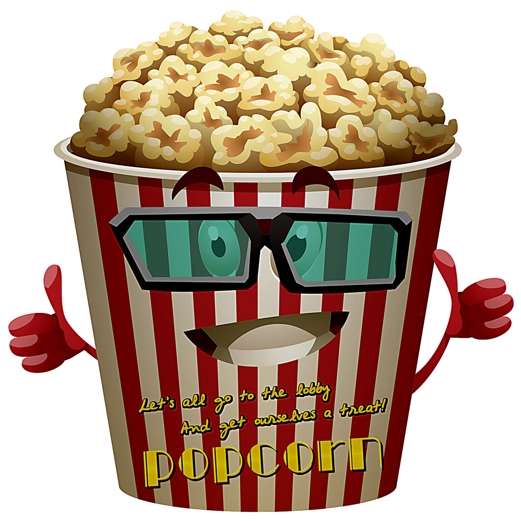 Popcorn Movie Night Large Prepasted Food Sign Sticker 18inch Height