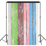 Rustic Distressed Wood Backdrop Photography Background #1748 White and Green and Brown and Pink and Blue