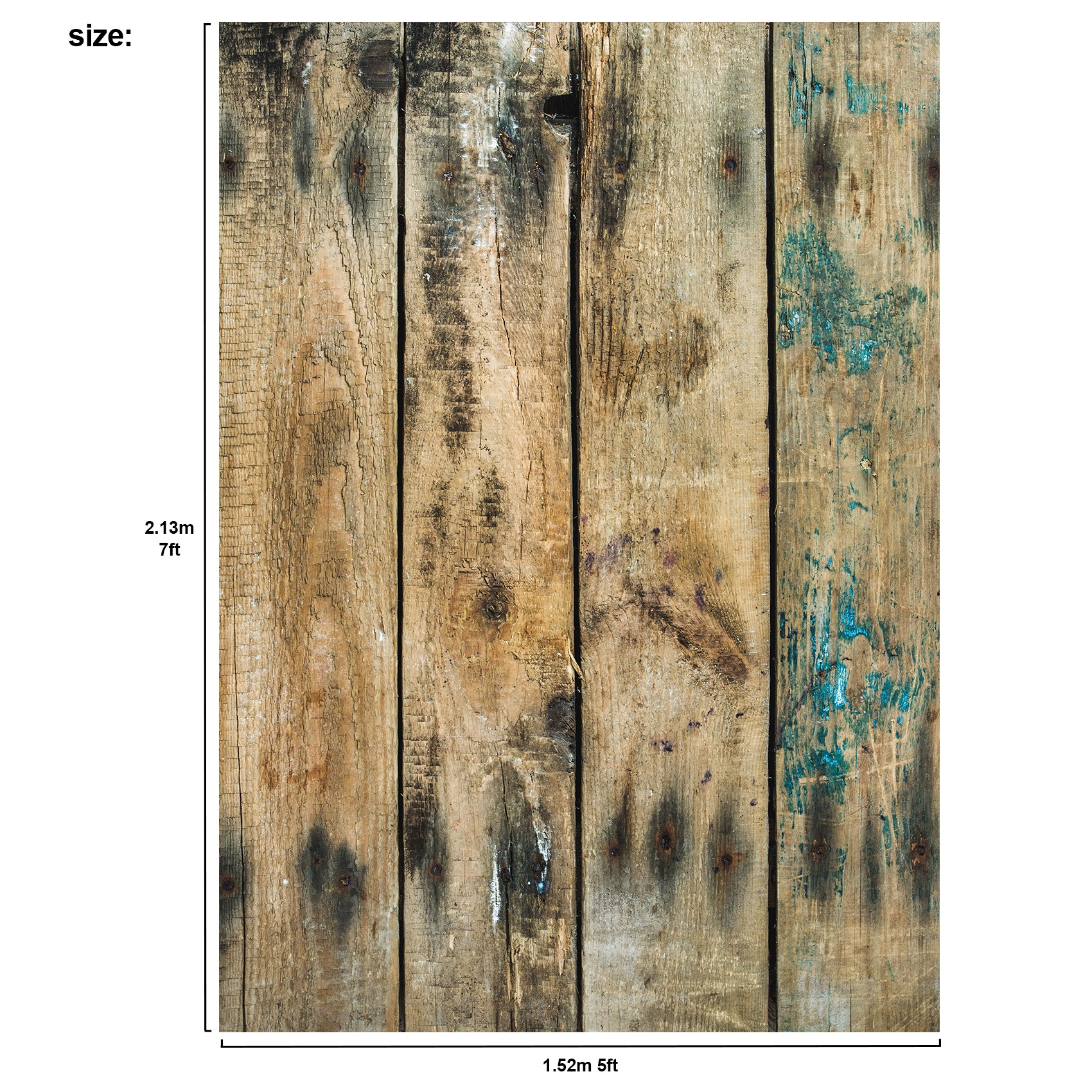 Rustic Distressed Wood Backdrop Photography Background #1776 Walnut With Aqua