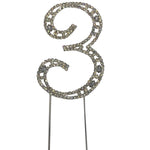 Large Number 3 Diamante Aniversary Wedding Party Cake Topper Pick 8-inch