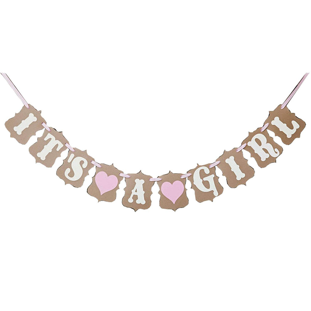It's a Girl Bunting Banner for Baby Girls Shower Parties 11x15cm