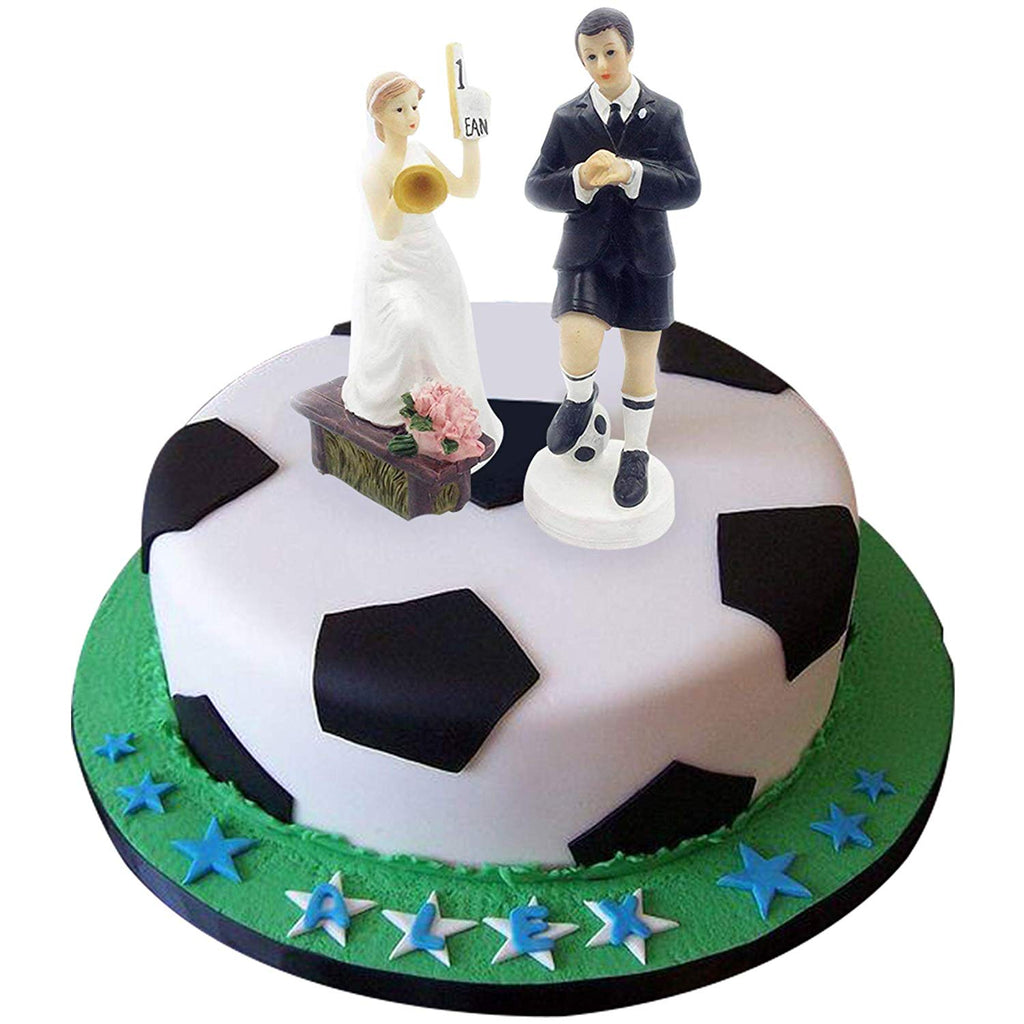 Soccer Fan Cheering Ready for a Game Couple Bride and Groom Wedding Cake Topper 6 inch