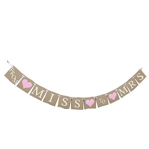 From Miss to Mrs Bunting Banner for Wedding Celebration Parties Brown
