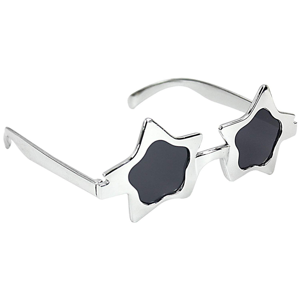 Rock Super Star Party Costume Sunglasses Fun Shades Metallic Silver