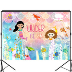 Under the Sea Mermaid Princess Backdrop Dessert Table Decoration Photography Background 7x5 feet