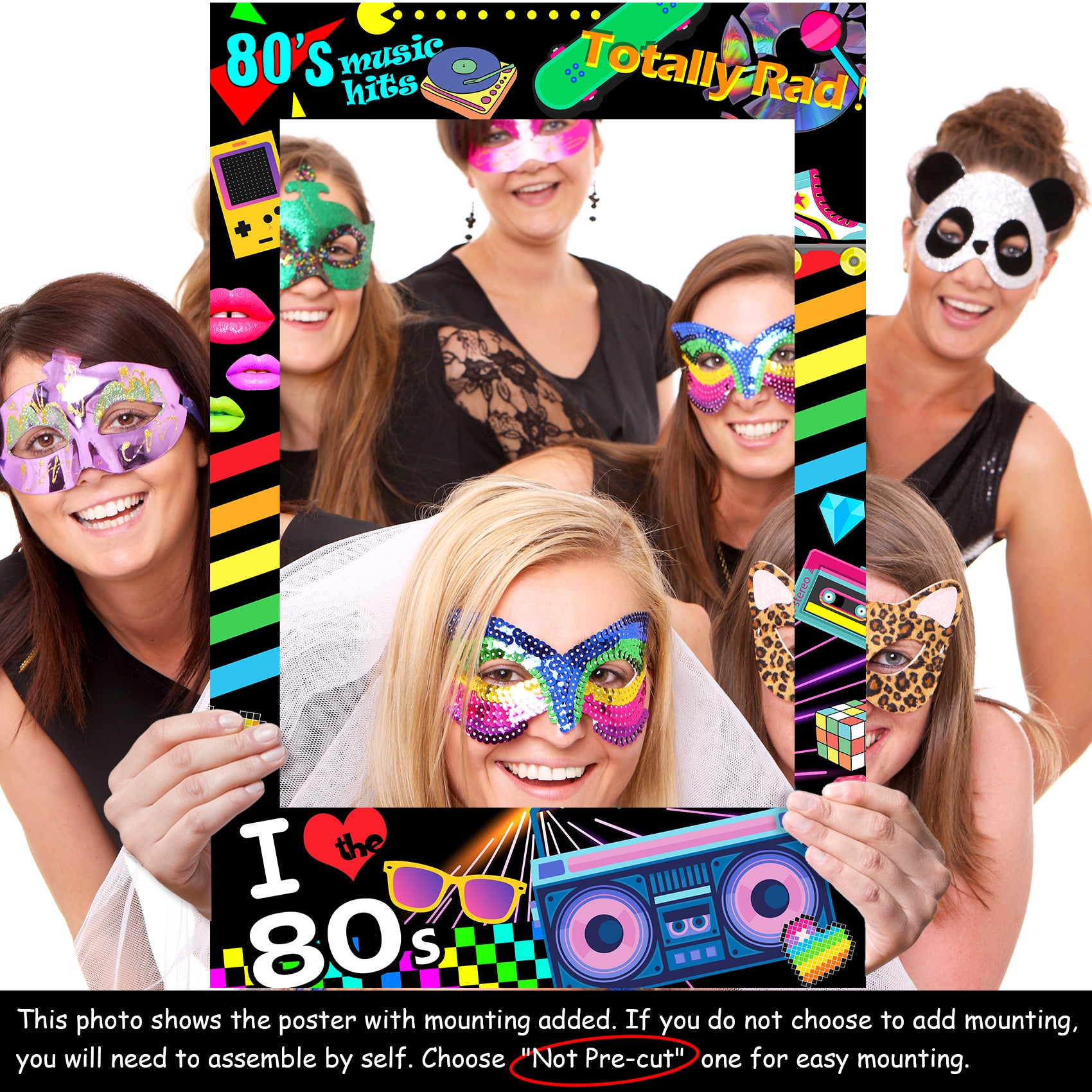 I love 80s Photo Booth Frame Photobooth Props Pre-cut 36x24inch