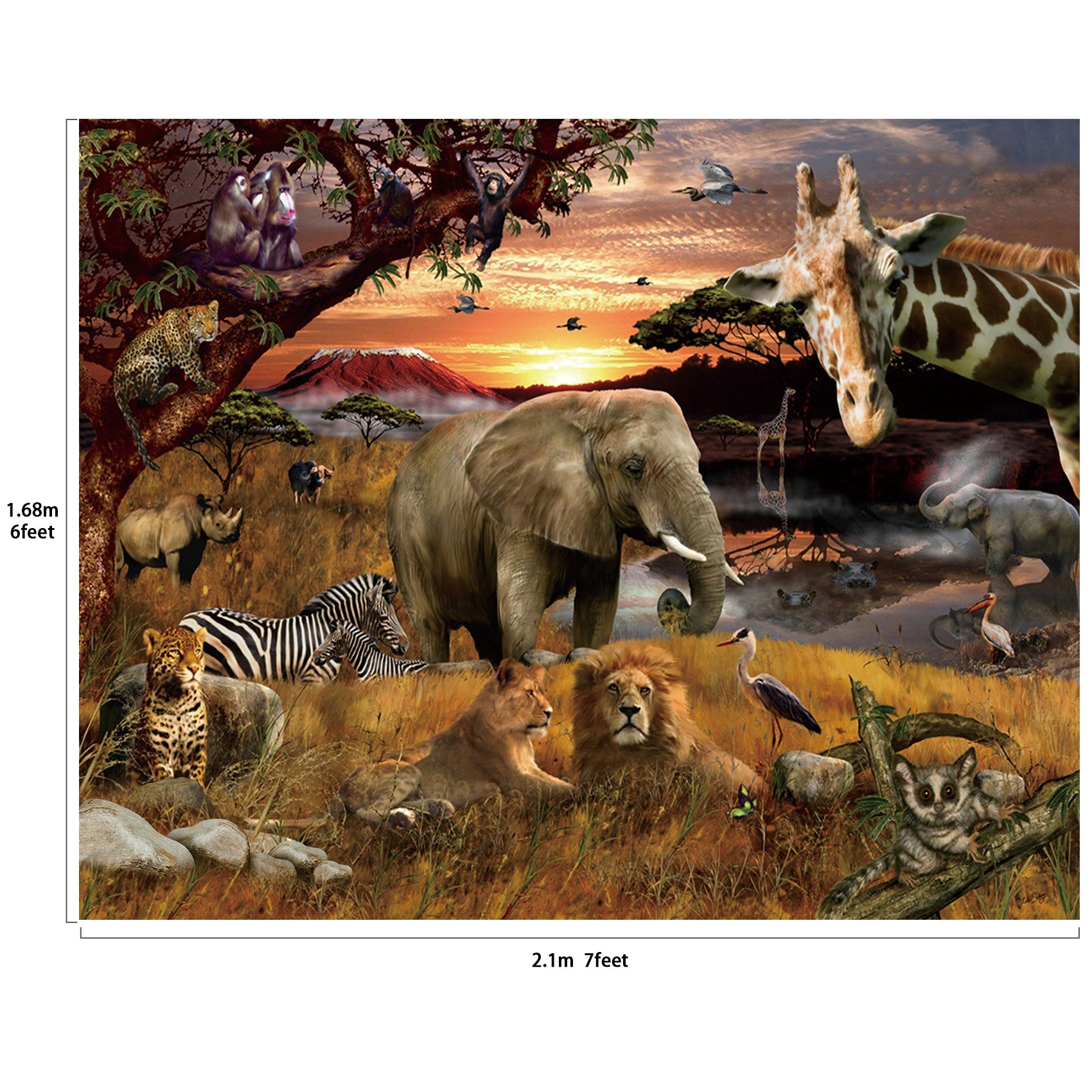 Tropical African Forest Jungle Backdrop Photography Studio Fabric Background 7x6feet #2195