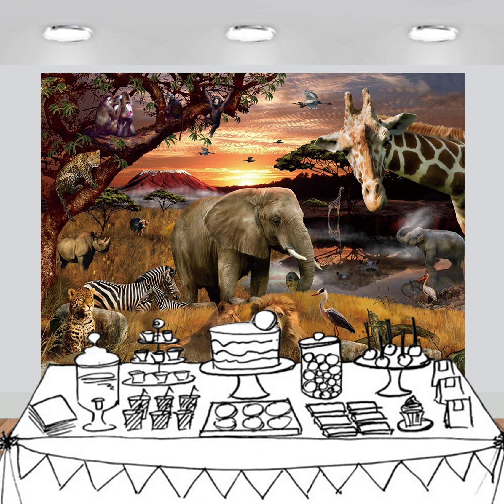 Tropical African Forest Jungle Backdrop Photography Studio Fabric Background 7x6feet #2195
