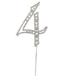 Large Number 4 Diamante Aniversary Wedding Party Cake Topper Pick 8-inch