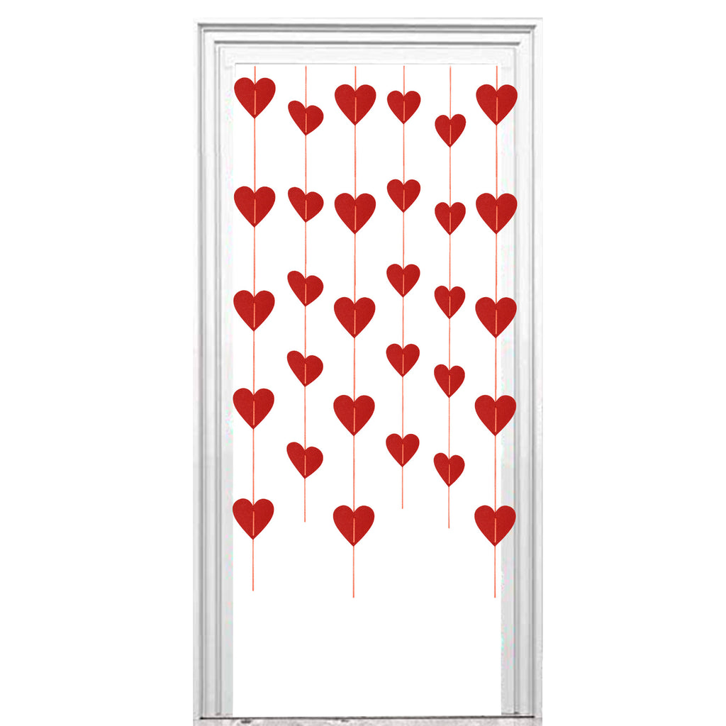 Red Hearts String Bunting Banner Hanging Decoration for Wedding Bridal Shower Marriage Proposal Valentine's Day 6-Count