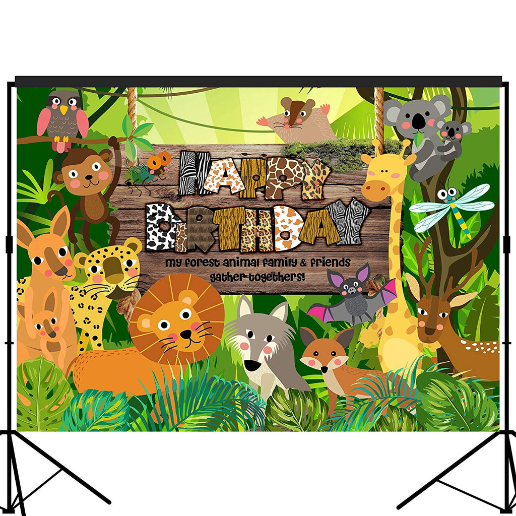 My Forest Animal Family and Friends Gather Togethers Children Birthday Party Backdrop Decoration Dessert Table Photography Background 7x5 feet