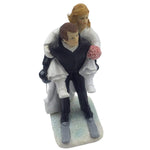 Winter Skiing Wedding Couple Bride and Groom Cake Topper 6 inch