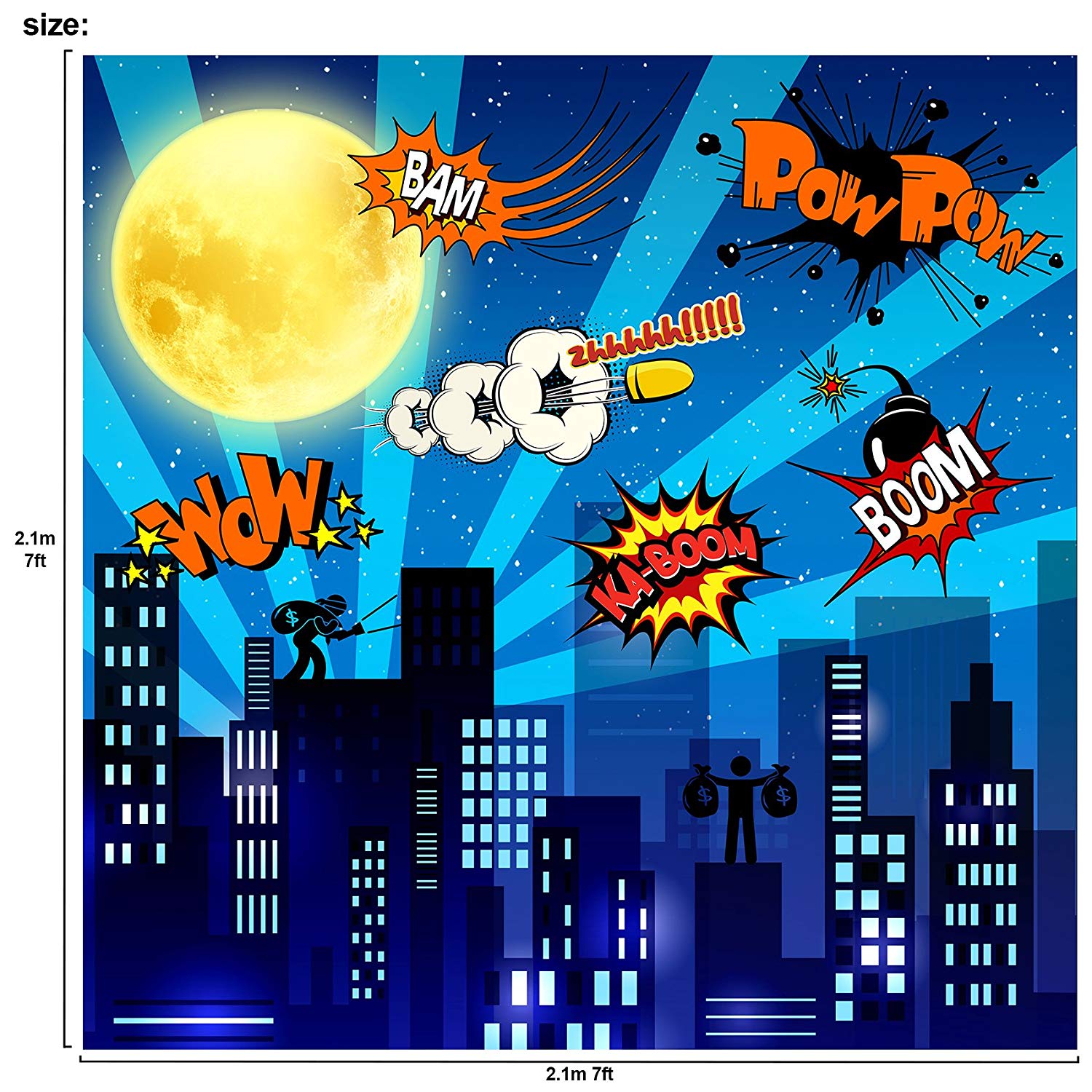 Super Hero City Backdrop Scene Setters 7x7 feet