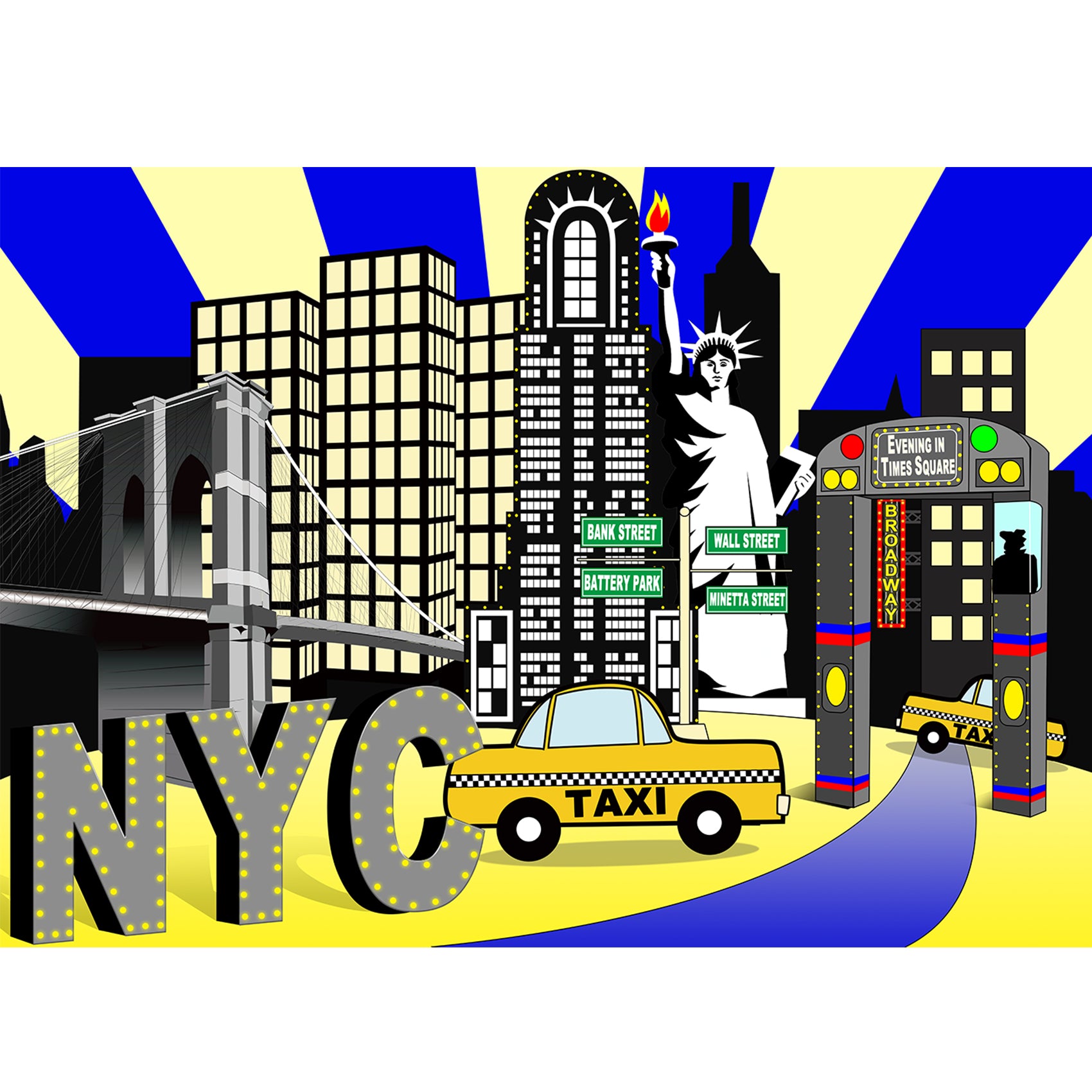 New York City Times Square Party Backdrop Large Banner Decoration Dessert Table Photography Background Photobooth Prop 7x5 feet