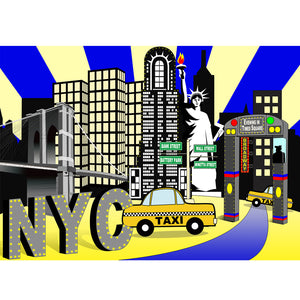 New York City Times Square Party Backdrop Large Banner Decoration Dessert Table Photography Background Photobooth Prop 7x5 feet