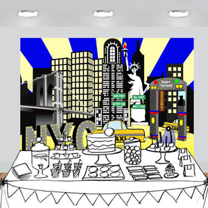 New York City Times Square Party Backdrop Large Banner Decoration Dessert Table Photography Background Photobooth Prop 7x5 feet