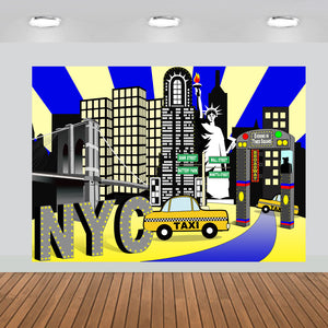 New York City Times Square Party Backdrop Large Banner Decoration Dessert Table Photography Background Photobooth Prop 7x5 feet
