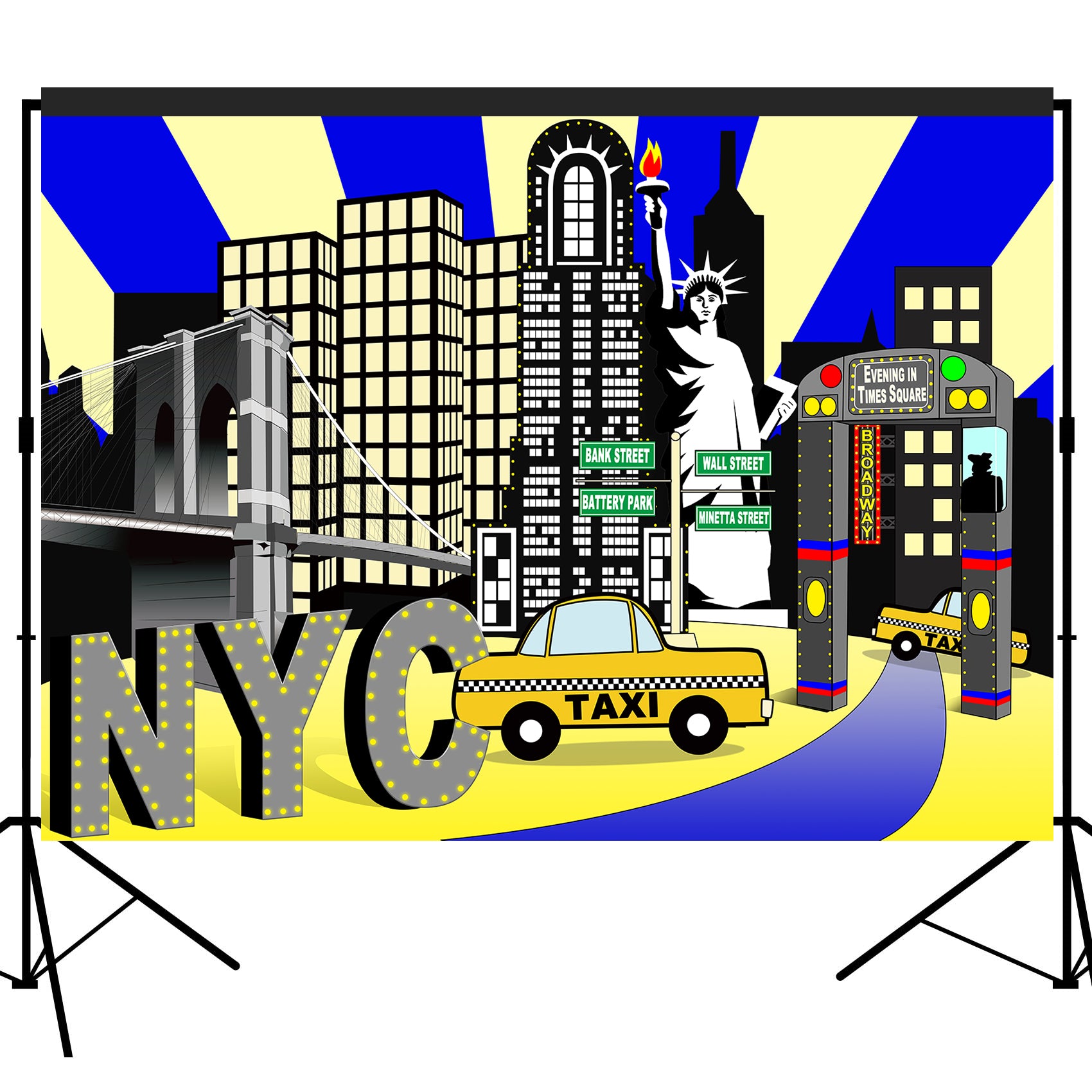 New York City Times Square Party Backdrop Large Banner Decoration Dessert Table Photography Background Photobooth Prop 7x5 feet