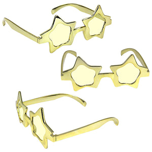 Rock Super Star Party Costume Sunglasses Fun Shades Gold
