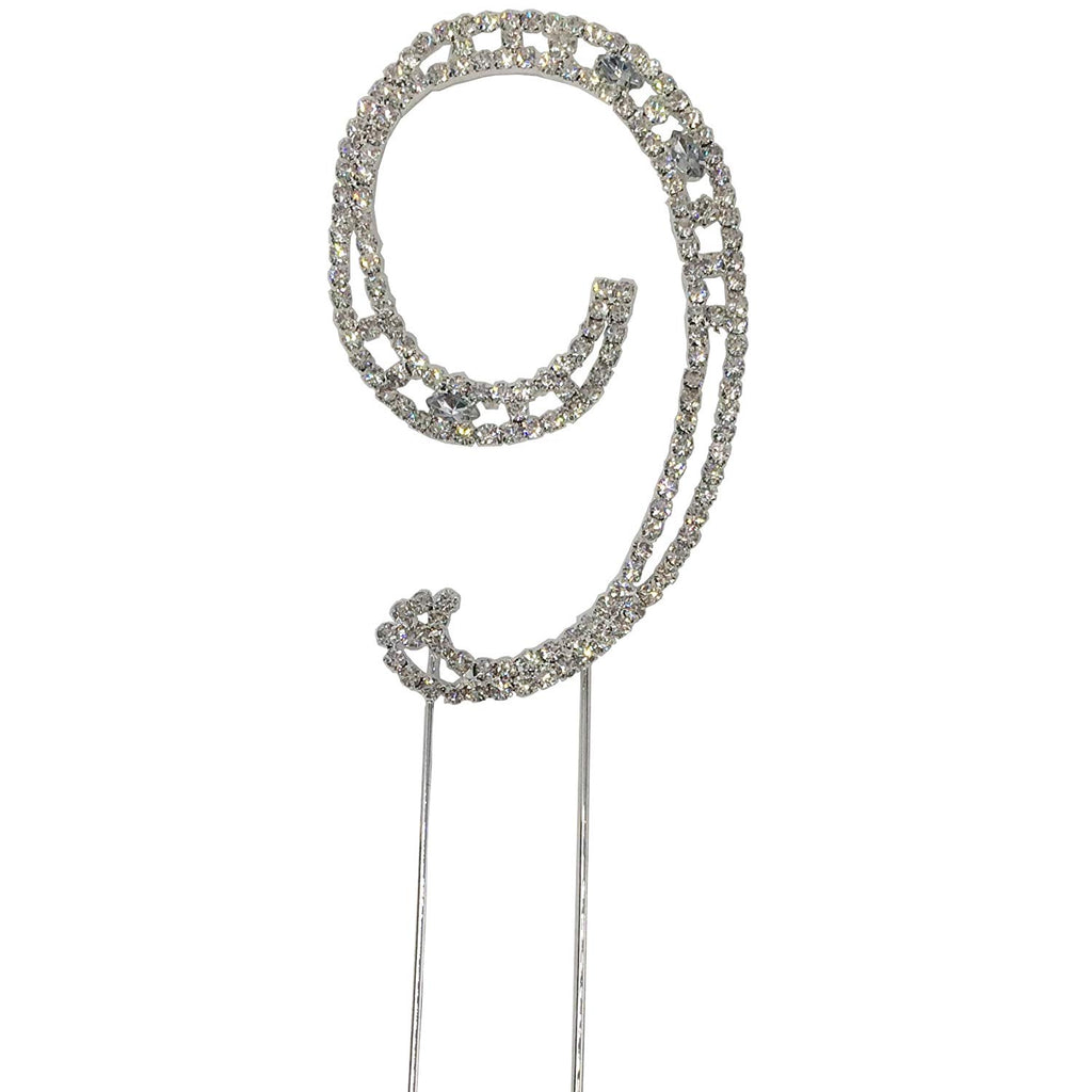 Large Number 9 Diamante Aniversary Wedding Party Cake Topper Pick 8-inch