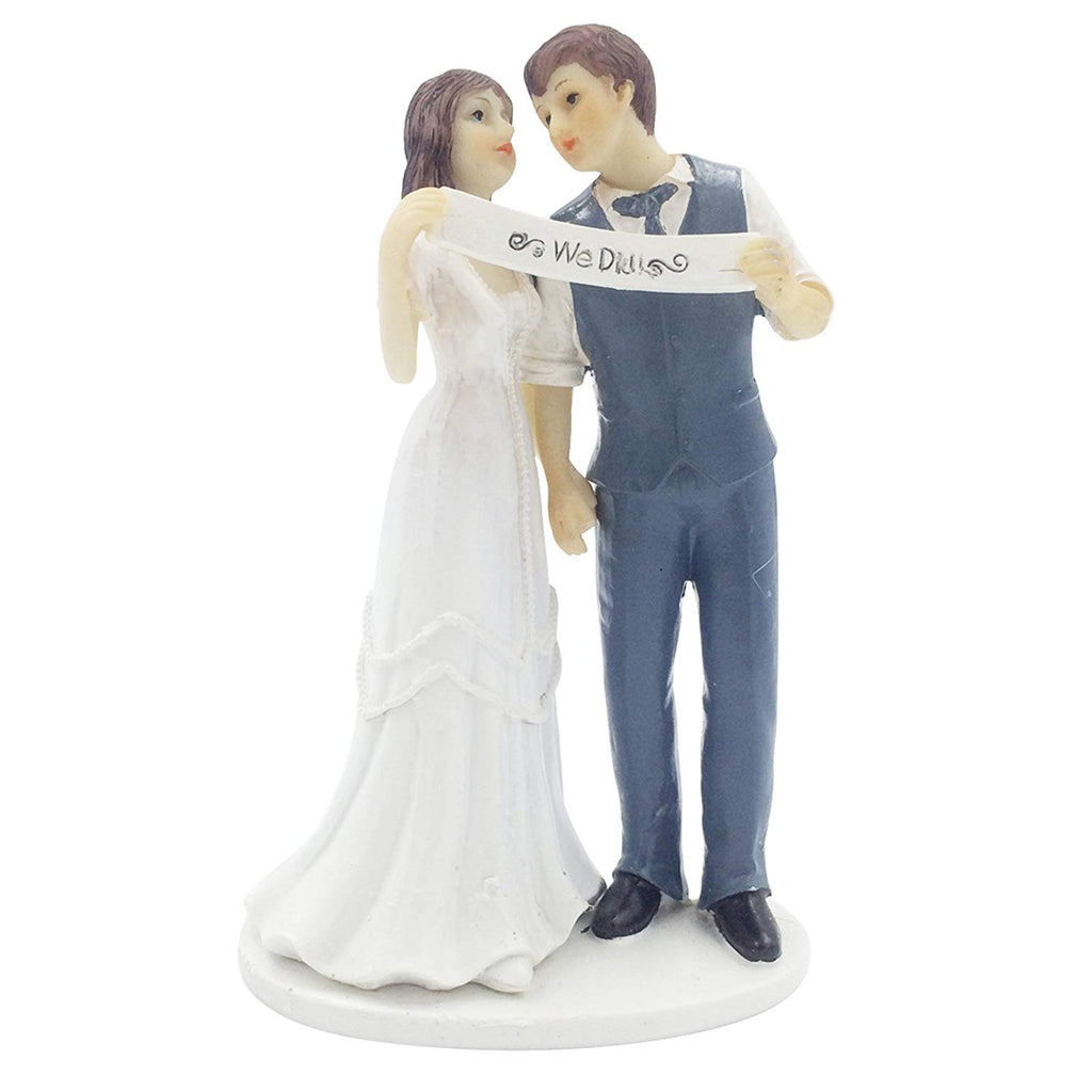 We Did Indie Style Wedding Couple Bride and Groom Cake Topper 5 inch