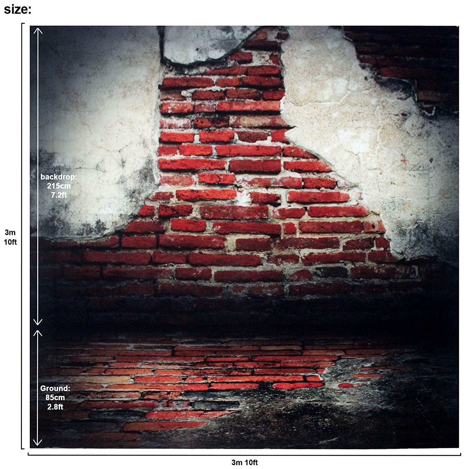 Red Brick Wall Backdrop Photography Background Party 10x10feet #1623