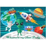 Outer Space Party Backdrop Children Birthday Decoration Dessert Table Photography Background Spaceship Alien Photobooth Prop 7x5 feet