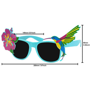 Tropical Party Costume Sunglasses Fun Shade Hawaiian Hibiscus and Hummingbird