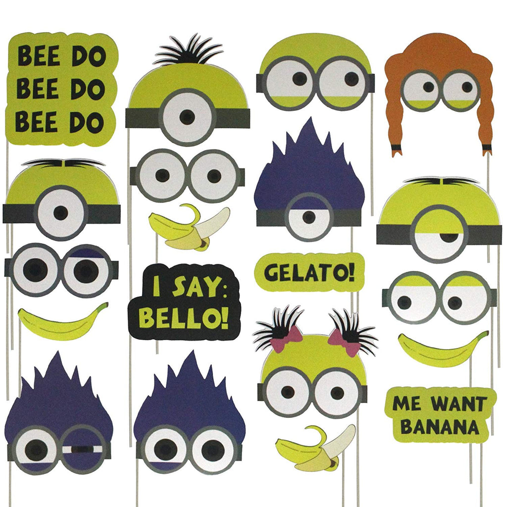 Minions Inspired Photo Booth Props Set 20 Count