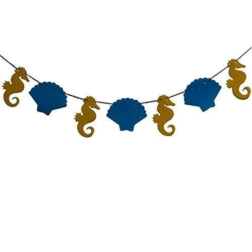 Nautical Sea Shell and Sea-horse Fabric Garland Banner