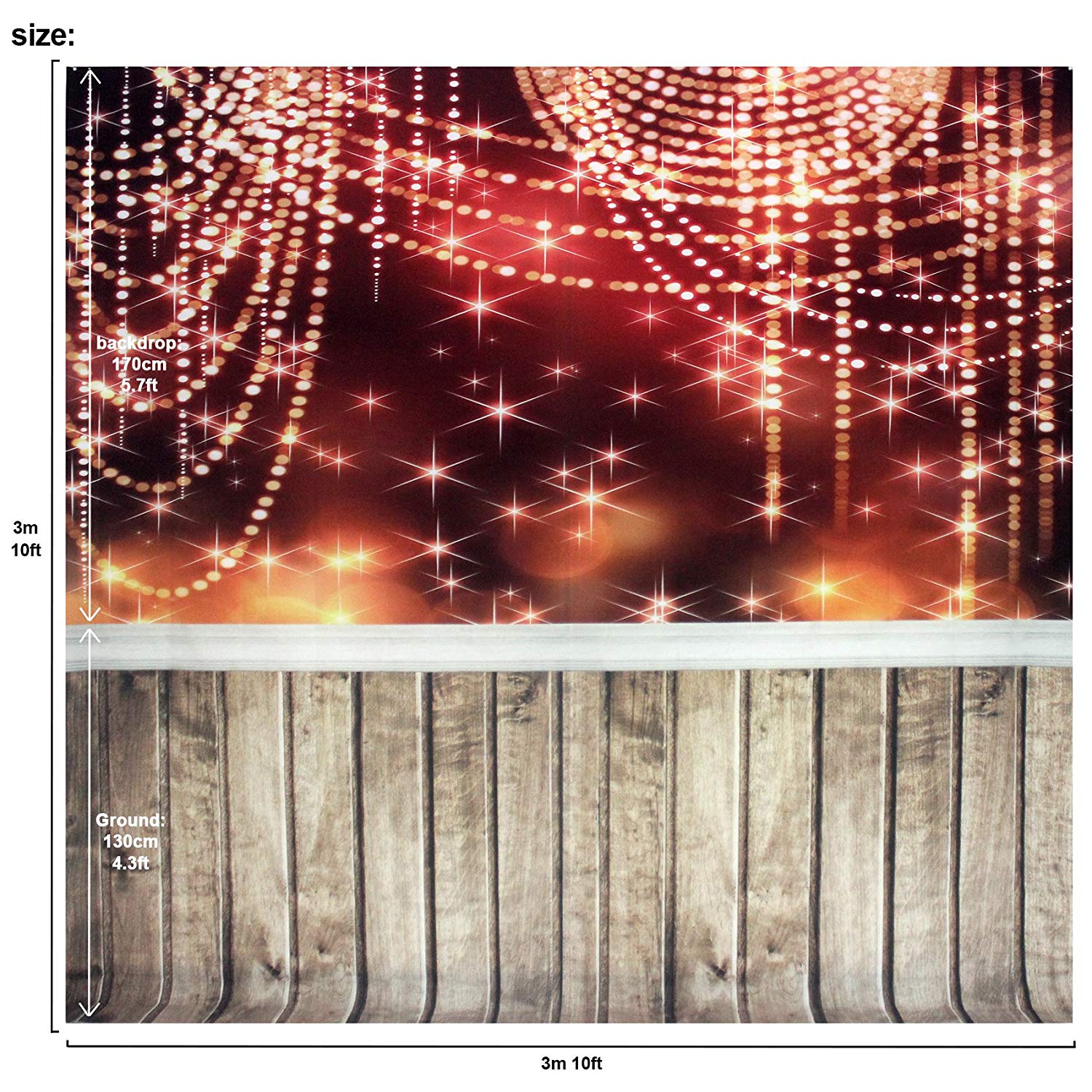 Christmas Occasions Star Sparkles Setting Wooden Floors Backdrop Photography Background Red 10x10 feet