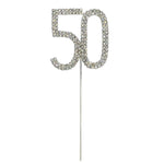 Number 50 Diamante Wedding Party Cake Topper Pick 4 x 2.5 Inch