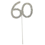Number 60 Diamante Wedding Party Cake Topper Pick 4 x 2.5 Inch