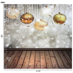 Jingle Bell Merry Christmas Backdrop Photography Background Wall and Floors 10x10feet