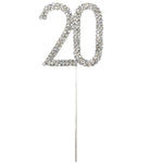 Number 20 Diamante Wedding Party Cake Topper Pick 4 x 2.5 Inch