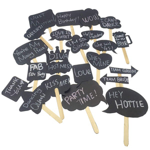 Chalkboard Speech Bubbles and Signs Wedding Parties Photo Booth Props 24 Count