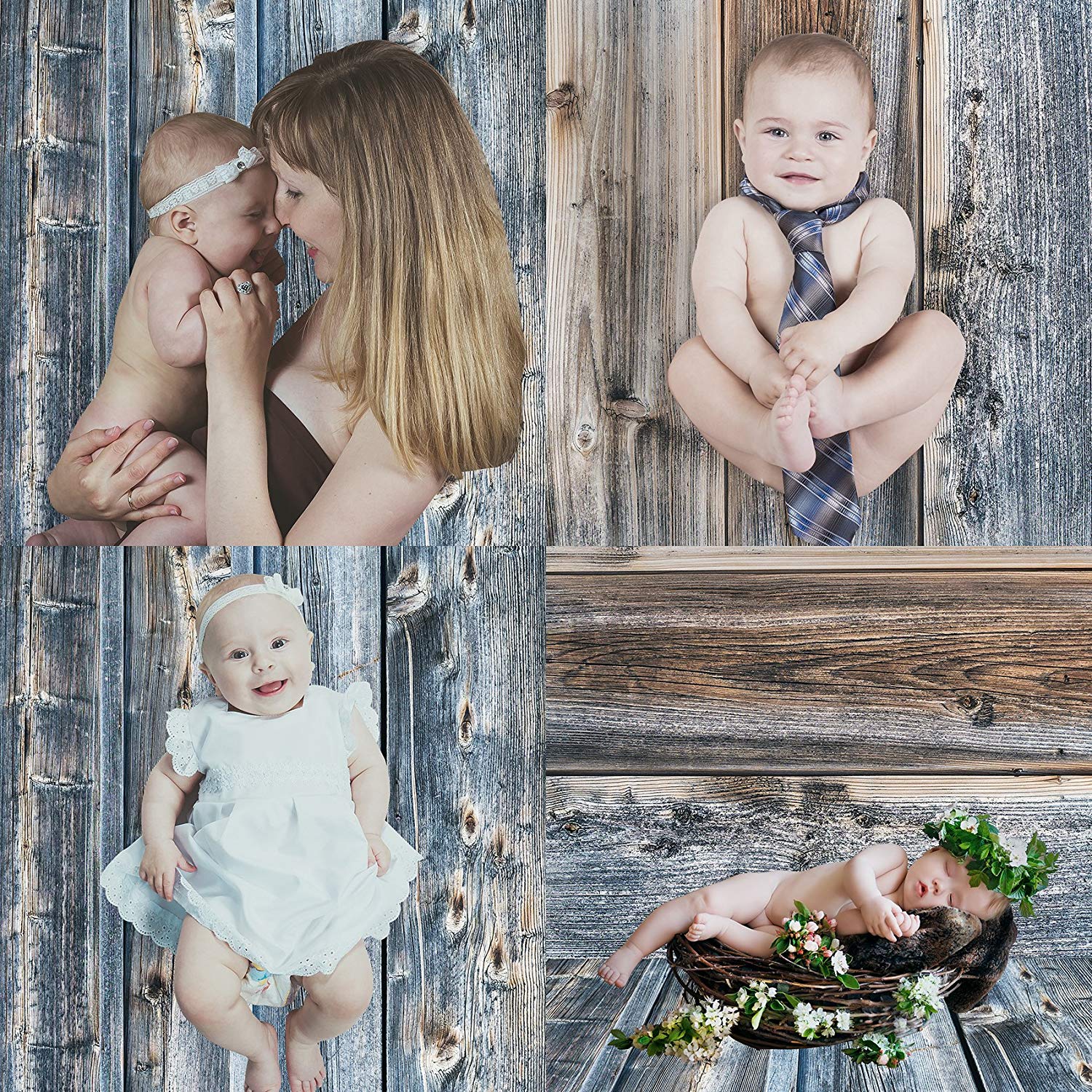 Rustic Distressed Wood Backdrop Photography Background  #1791 1792 2-pack