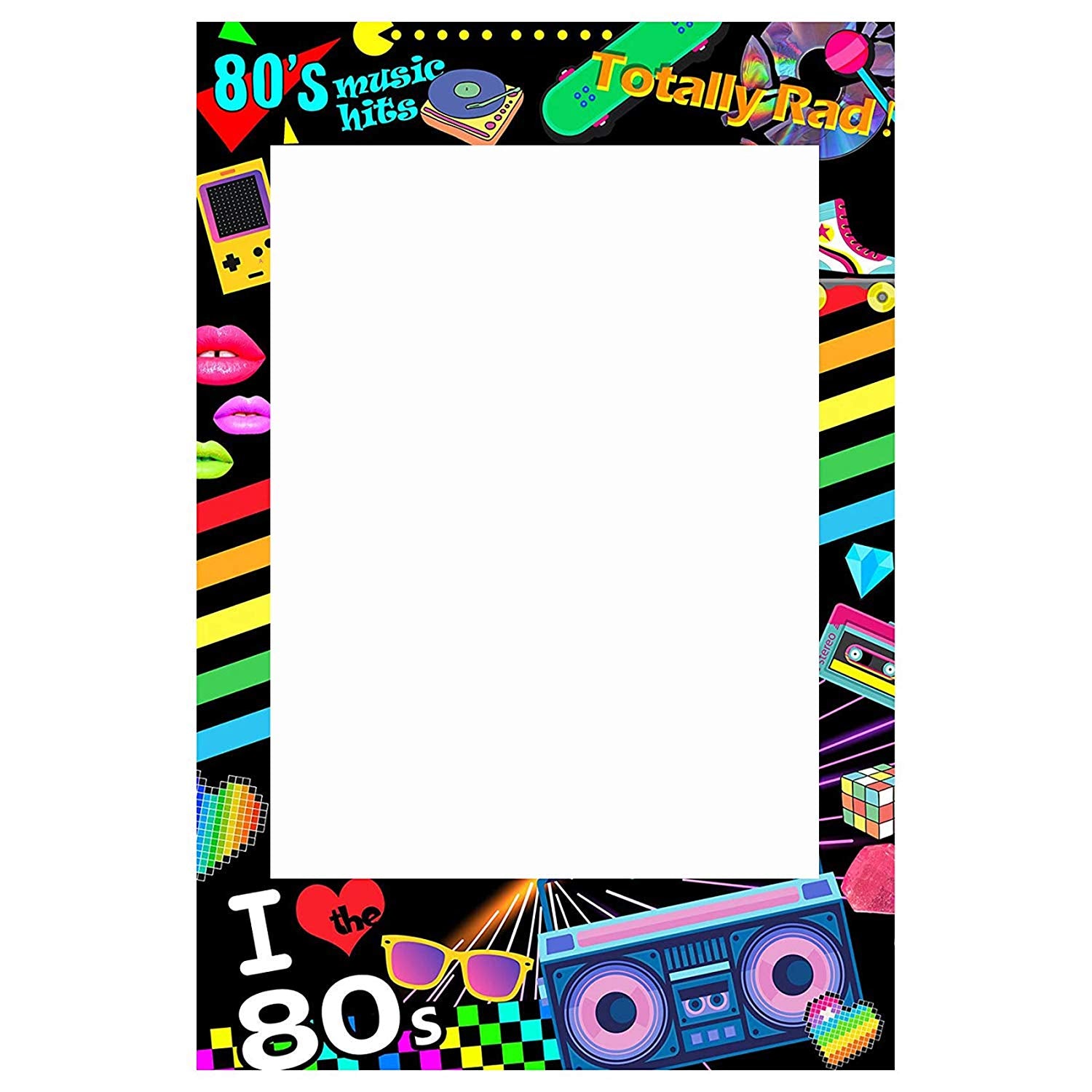 I love 80s Photo Booth Frame Photobooth Props Pre-cut 36x24inch