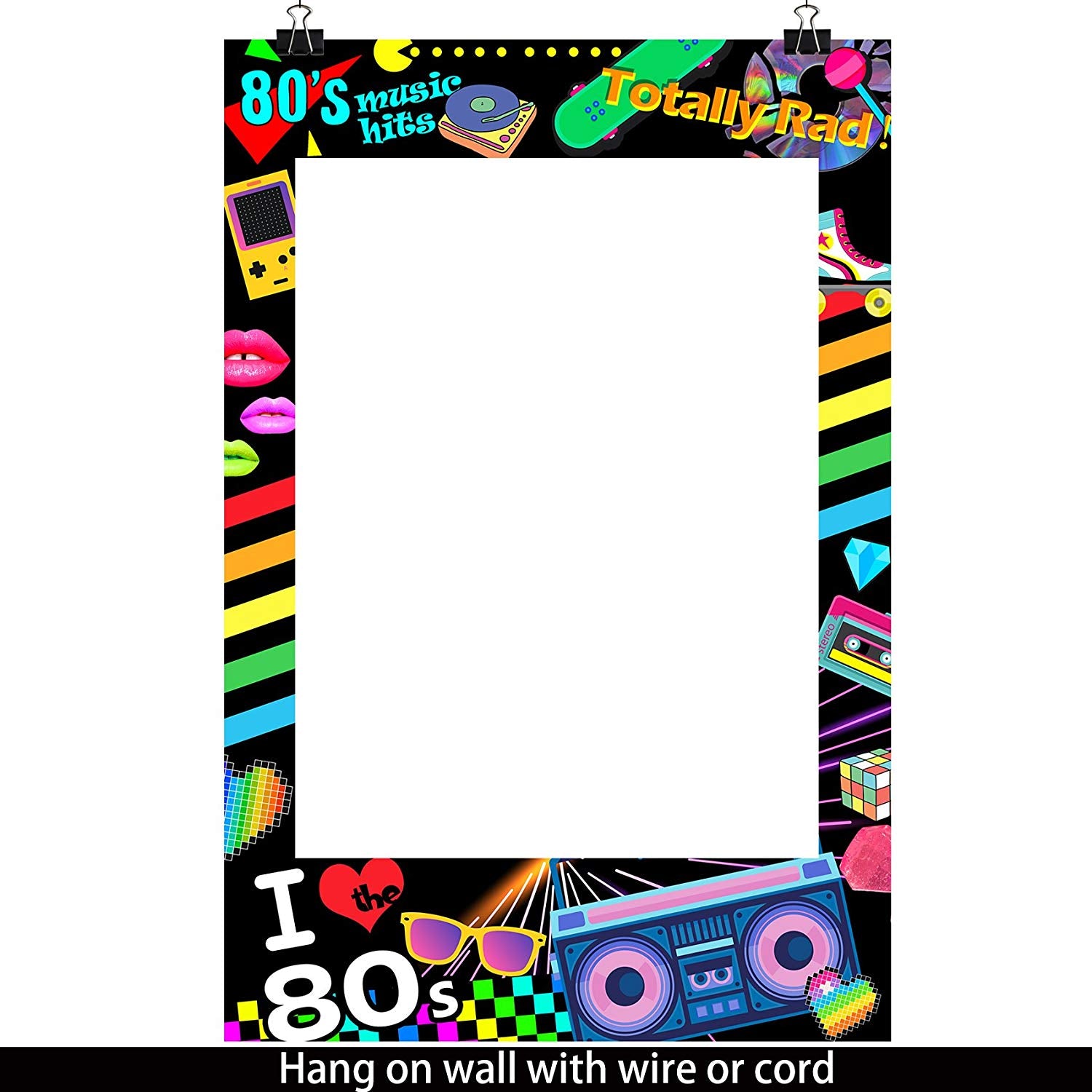 I love 80s Photo Booth Frame Photobooth Props Pre-cut 36x24inch