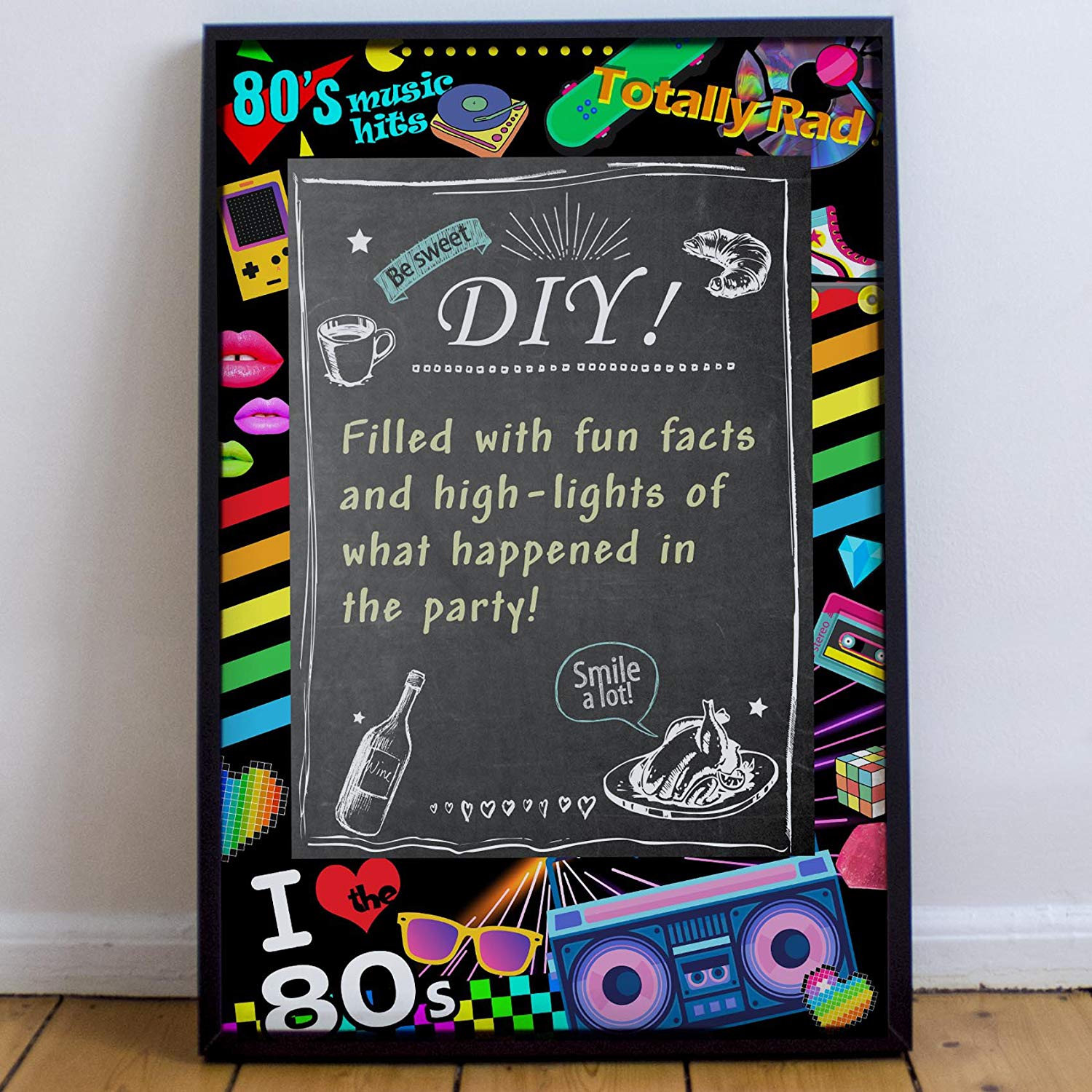 I love 80s Photo Booth Frame Photobooth Props Pre-cut 36x24inch